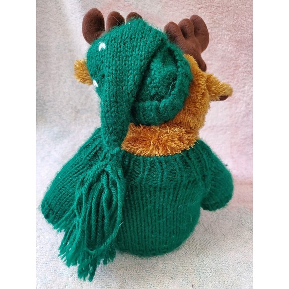 FRIENDZIES TOY MOOSE Plush Stuffed Animal with Knit Christmas Sweater 10" - Picture 3 of 7